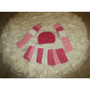 Baby Girl's Headbands & Hat Lot Pink White Stretchy Crocheted Hat New